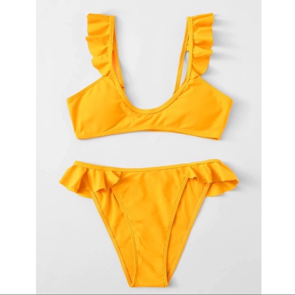 SHEIN Other - Mustard yellow ruffle bikini